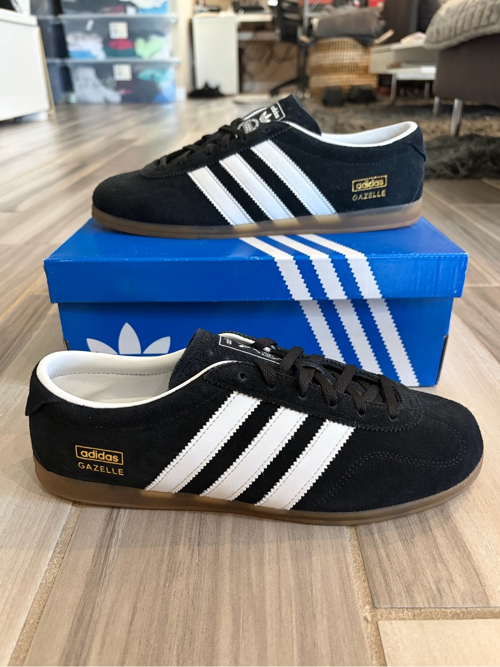 Women's adidas Originals Gazelle Lo Pro Shoes - Black White Gum JR8886